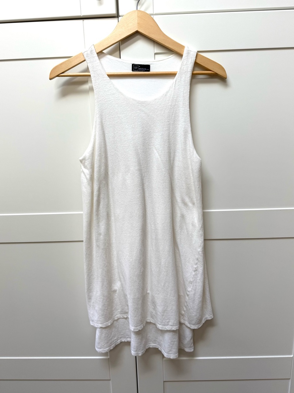 GAP Sleeveless White Dress Women's Size Medium Linen Blend Layered Tank Dress